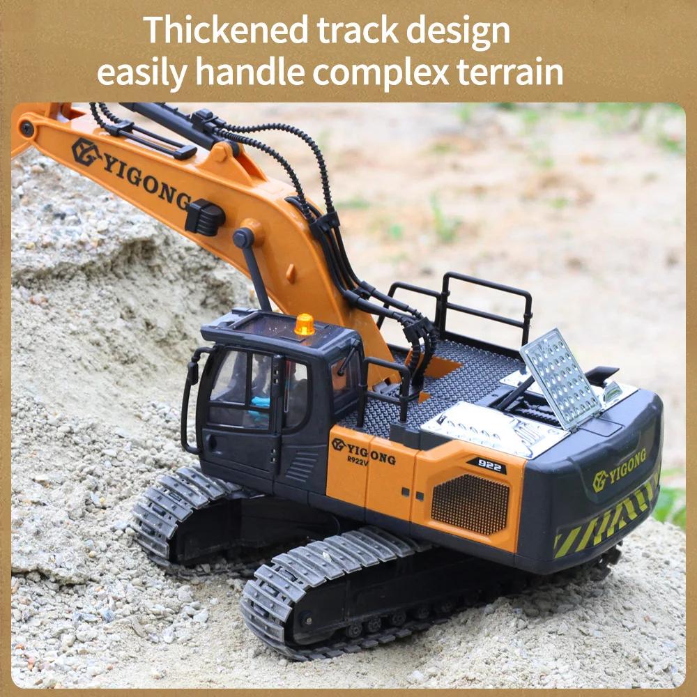 2.4G 1/20 11CH Remote Control Excavator Metal Alloy RC Crawler Excavator Truck Car Children's Simulation Engineering Vehicle Toy