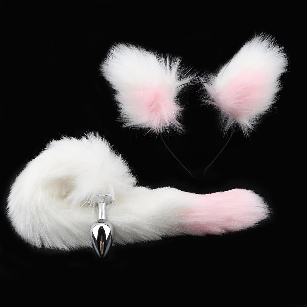 Prostate Massager Adult Games Sex Toys For Women Men Couples Smooth Touch Anal Plug With Cat Ears Headbands Fox Tail Metal Butt Plug