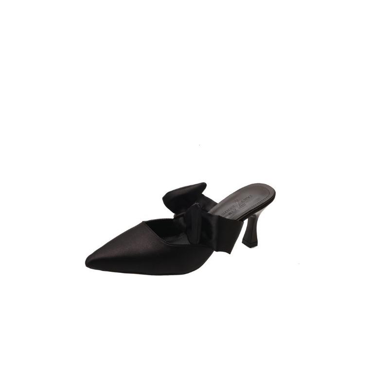 Pointed Stiletto High Heels Summer New Temperament Bow Slippers Bag Head Half Slippers