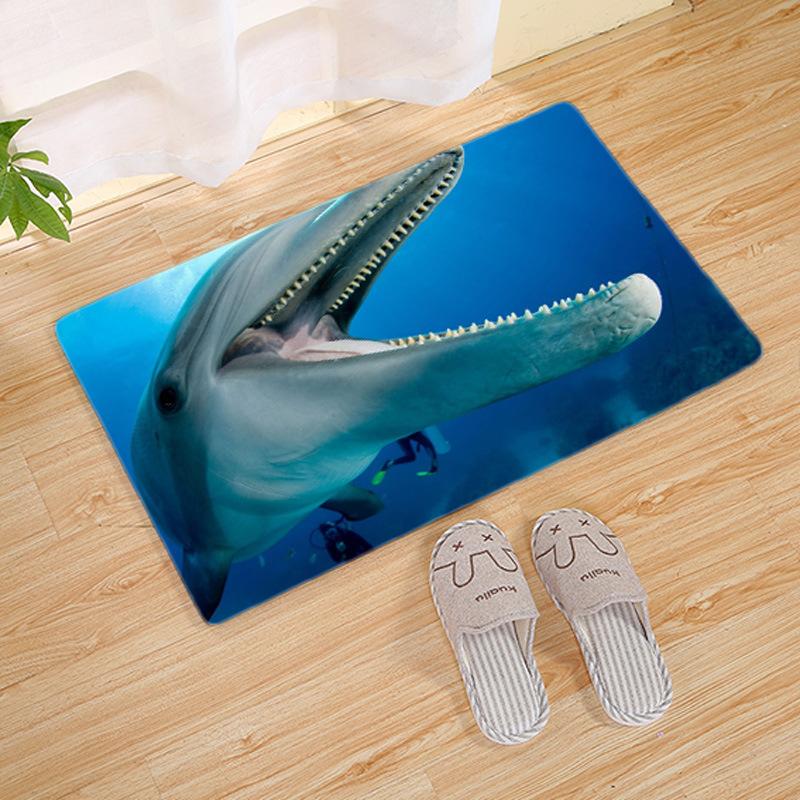 Tropical Island Dolphin Jumping Carpet Mat Underwater Coral Reef Fish Pattern Rug Home Decoration Indoor Floor Mats Mats