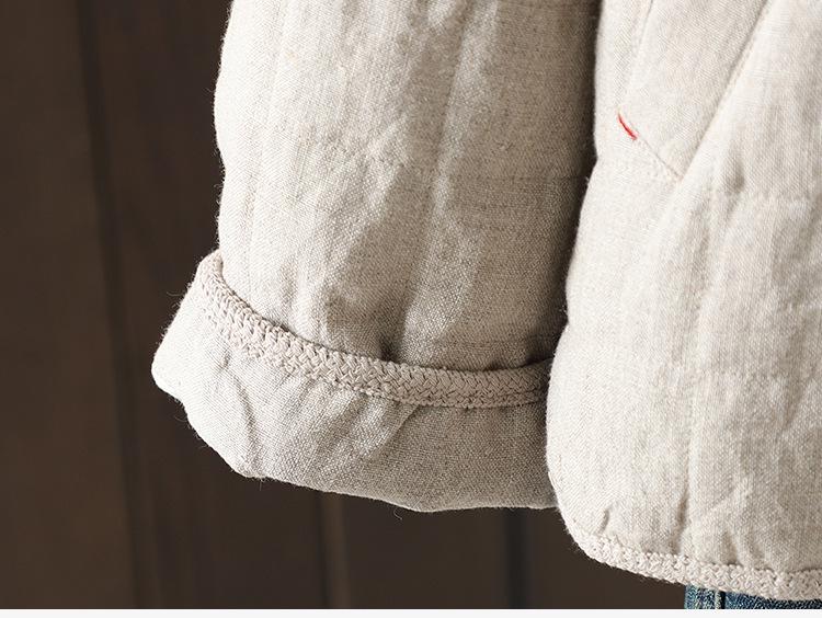 2025 Winter Quilted Retro Horn Button Cotton Linen Jacket