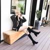 High-heeled elastic thin boots French high boots but knee boots 2025 autumn and winter new small thick heels
