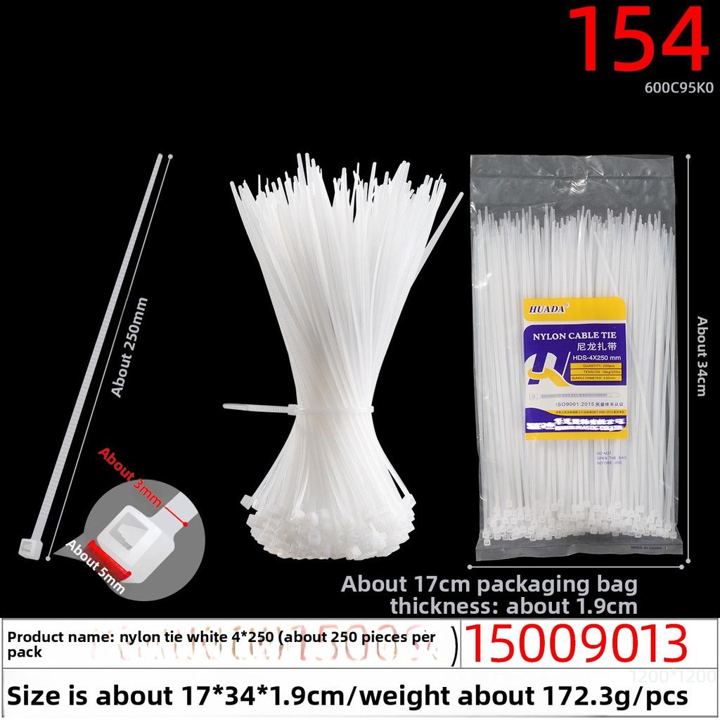 Large White Nylon Cable Ties of 4*150*4*200*5*250*3*60*3*80