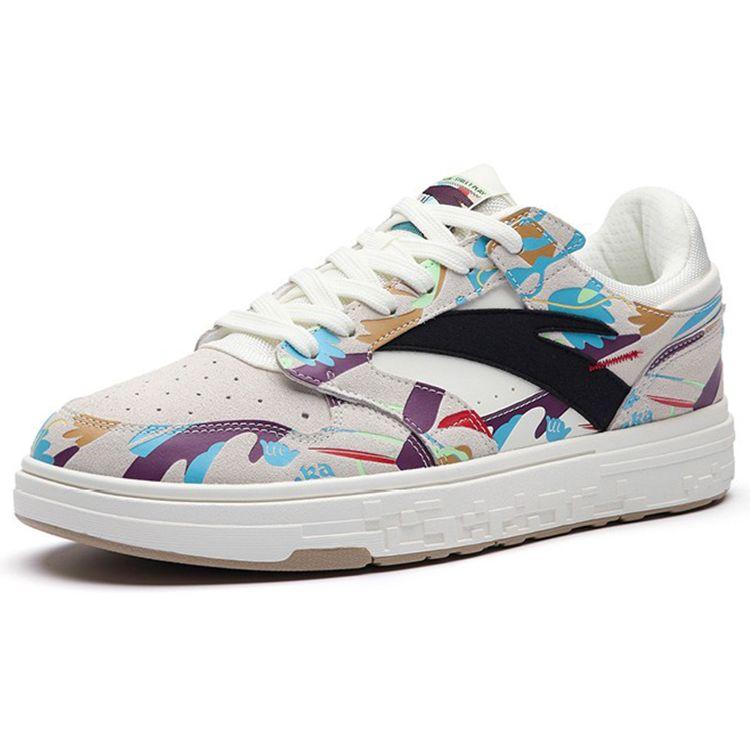 Anta Street Play Non-Slip Durable Low-Top Skate Shoes Men Sneakers White Blue Purple 112238066-2