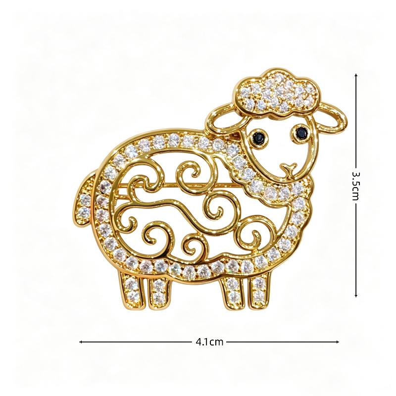 Delicate Goat Sheep Brooch Shiny Rhinestone Inlaid Unisex Fashion Pin Perfect Jewelry Gift For Women Girls Birthday Party