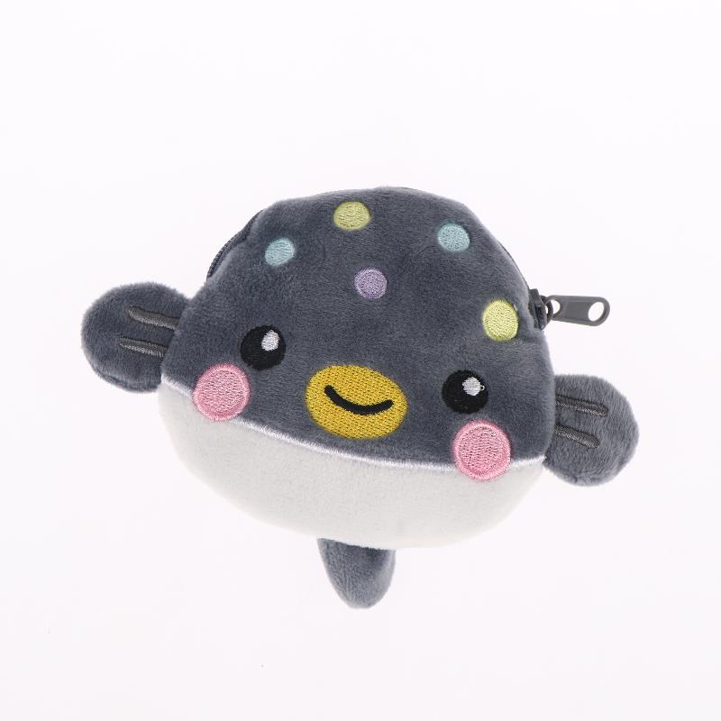 1Pcs Plush Zipper Coin Wallet Cute Pufferfish Mini Coin Purse Women'S Small Change Bag Key Earphone Pouch