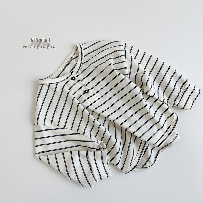 Autumn 2025 Striped Long-Sleeve T-Shirt for Boys and Girls: Trendy Japanese & Korean Style