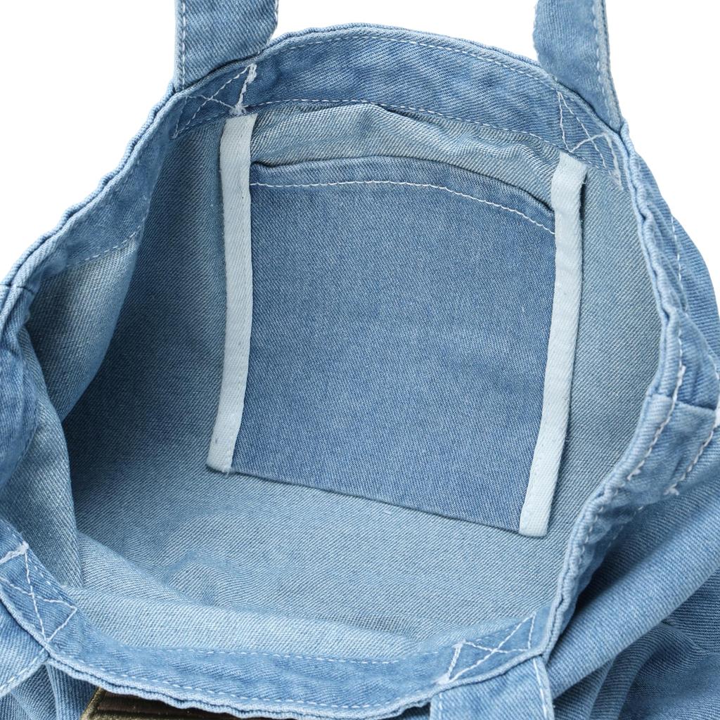 F-Style 9-Liter Bio-Wash Denim Tote Bag with Stars and Stripes Patch, Light Blue (F-SD010768)