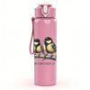1PC Two Small Wild Birds Retro Print 750ml colorful plastic sports water bottle leakproof pop up lid with straw for outdoor work home use