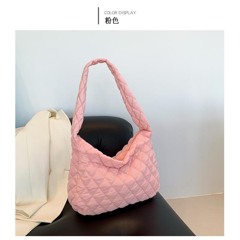 New Retro Large-capacity Nylon Embroidery Thread Rhombus Large-capacity Tote Bag Women's Shoulder Bag Messenger Bag Women's