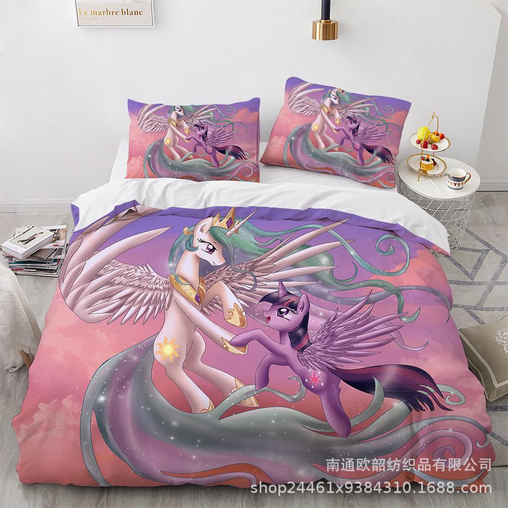 Sady povlečení My Little Pony Přikrývka Prošívaná přikrývka Přehoz na postel Povlak na peřinu Povlak na polštář Sady 2-3 kusů Dětské Velikosti pro dospělé Domácí dekorace