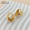 EManco ACC Style Minimalist Hoop Earrings with Mobius Loop Design and 18K Gold Plated Finishing