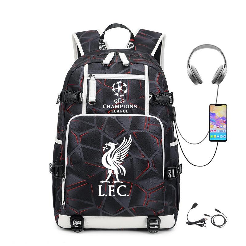 Football Printed Student Backpack Multifunctional Usb Interface Large Capacity Leisure Travel Backpack