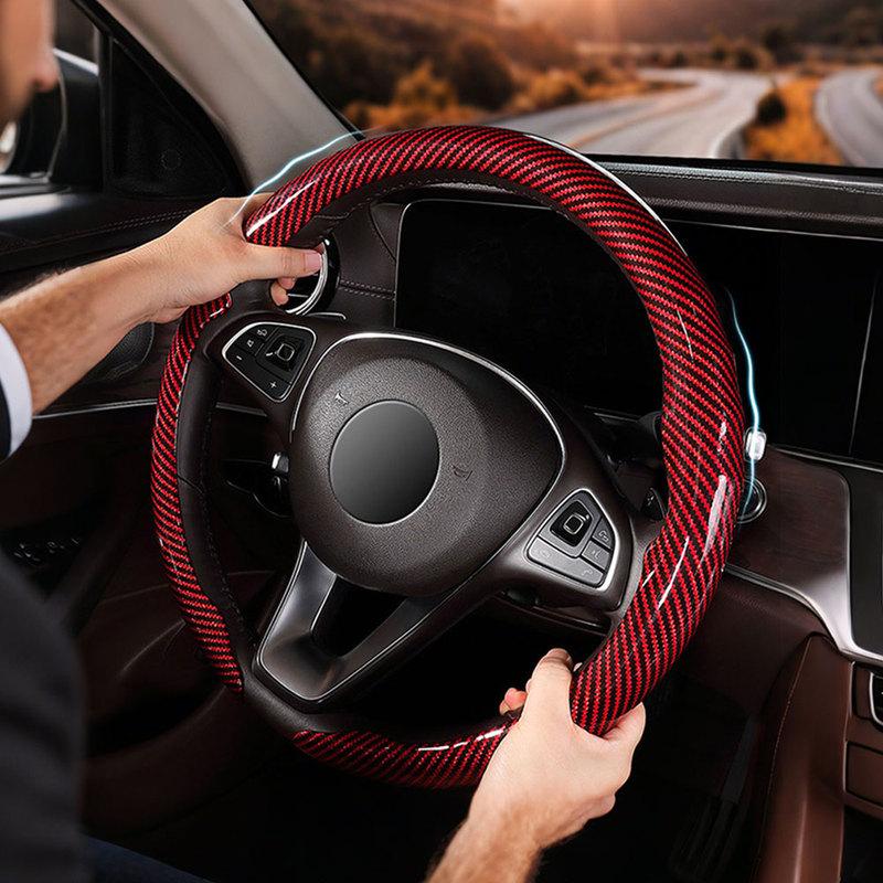 1pc Car Non-slip Protection Steering Cover D-shaped / Round Decoration Steering Wheel Cover Fit for 36-38cm Auto Accessories