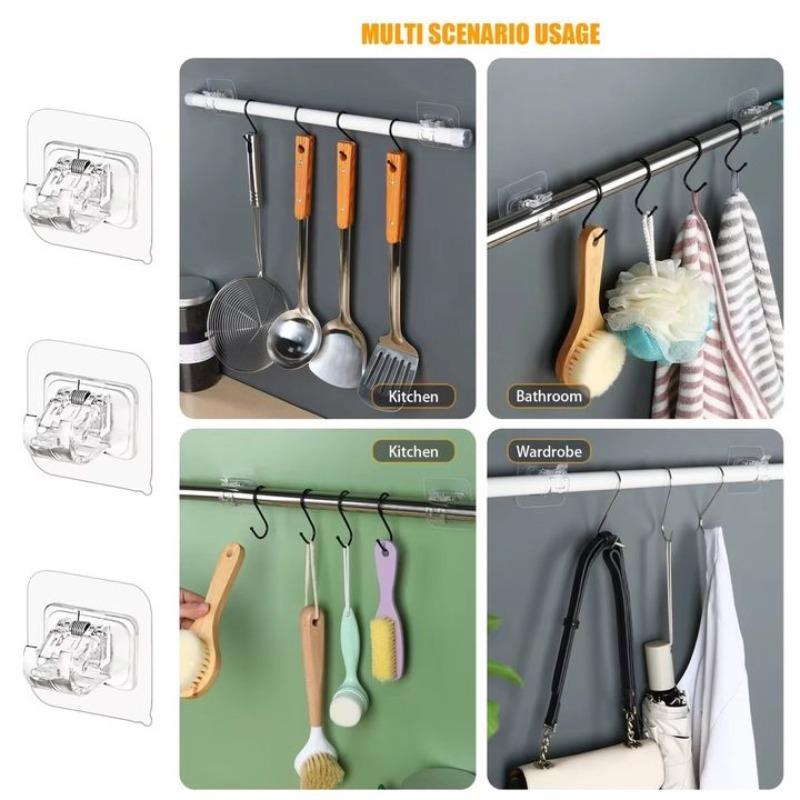 Adjustable Curtain Rod Brackets Self Adhesive Curtain Rod Holder Hooks Nail Free Adjustable Curtain Rod Hooks Hangers
