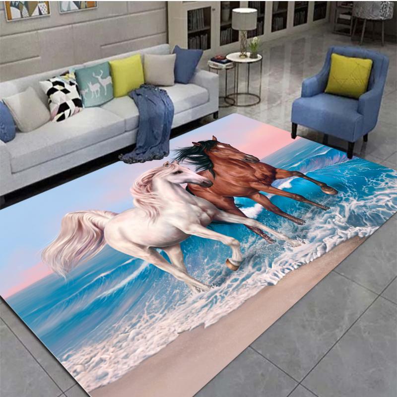 3D Horse Printed Large Carpet,doormat,living Room,bedroom,bathroom Decoration Animal - Running Horse Pattern Anti Slip Floor Mat