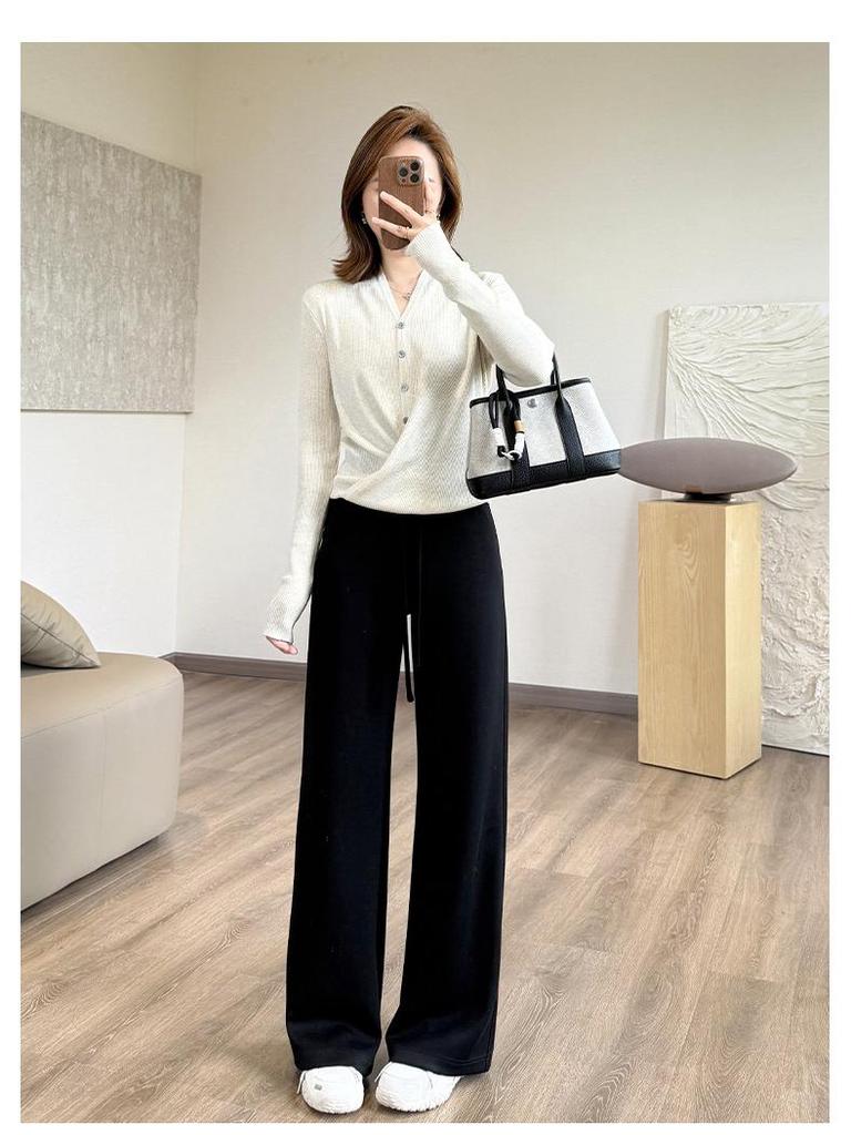 Lu Series Minimalist Supermodel Wide-Leg Pants - High-Waisted Slimming Modal Casual Pants (KK332)