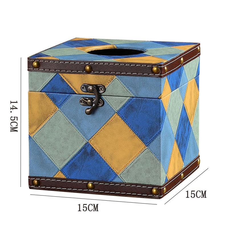 Luxury Vintage Wooden Leather Tissue Box - Square Tissue Holder for Living Room, Shop, Home Decor