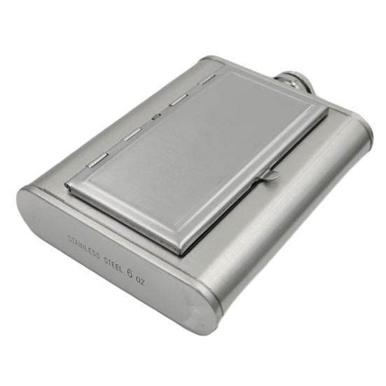 Cigarette Case 5/6oz Stainless Steel Hip Flask Wine Liquor Alcohol Drinkware