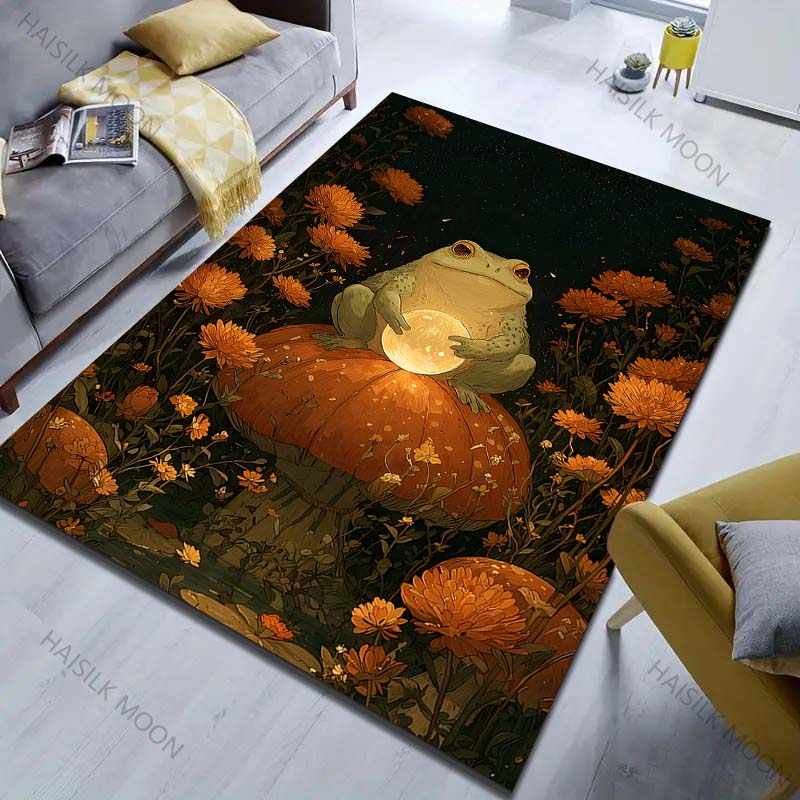 1PC Frog On Mushroom Holding Glowing Orb Carpet for Living Room Bedroom Sofa Home Decor Rus Non-slip Floor Mat Luxury Gift