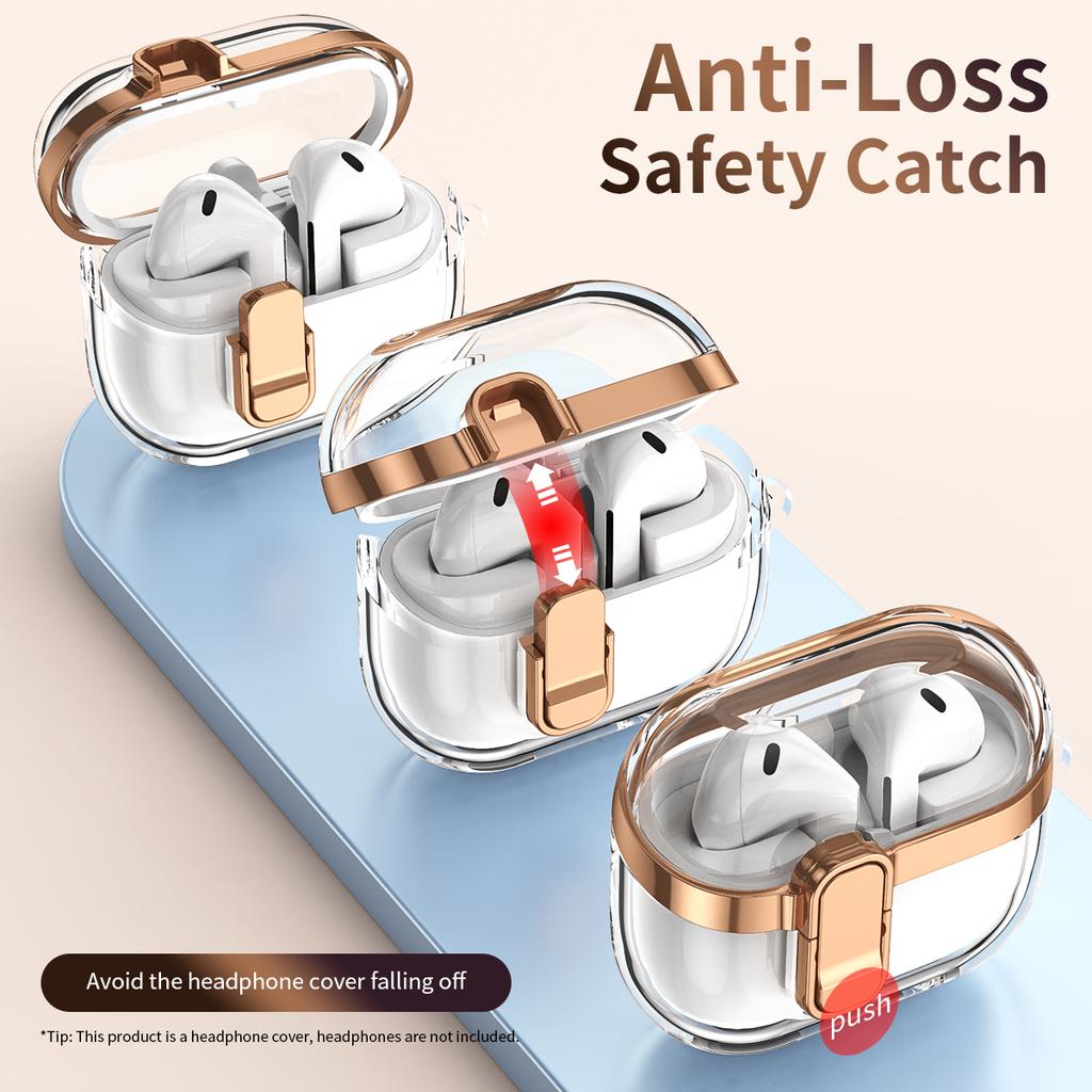 Transparente Hülle für Samsung Galaxy Buds3/Buds3 Pro Galvanisiertes TPU + PC Ohrhörer-Schutz mit Schloss-Schnalle