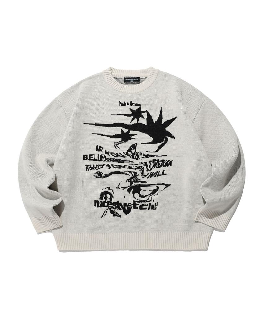 NICEGHOSTCLUB Tornado Logo Knit_Ivory(Ng2Dfuk607A)
