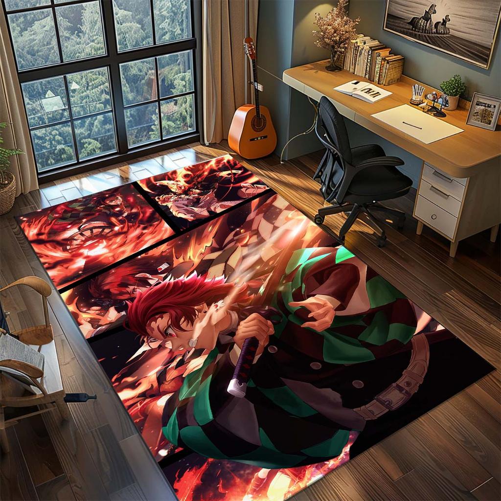 Demon Slayer Anime Rug Carpet Large Area Rug Non Slip Washable Floor Mat Gamer Room Bedroom Home Decor -QJY