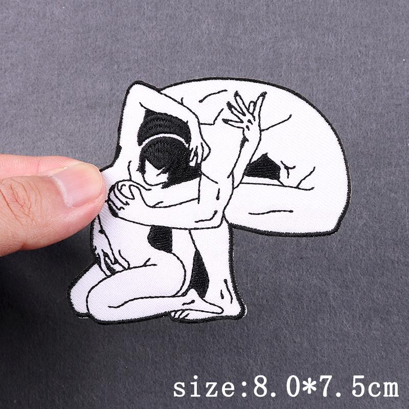 Sexy Punk Patch Iron On Embroidery Patches For Clothing Thermoadhesive Patches For Clothes Hip Hop Skull Embroidery Patch Badges