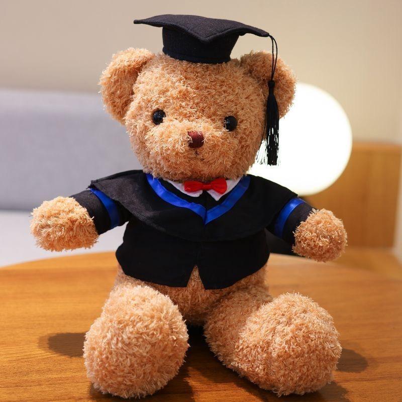 PhD Graduate Teddy Bear with Gown & School Emblem Logo