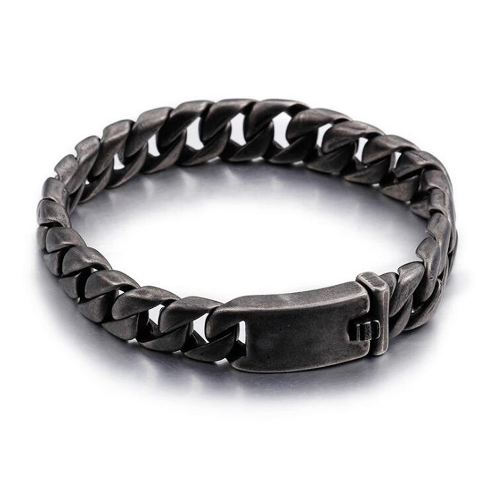 Heavy Punk Gold Color Curb Cuban Chain Bracelet CZ Zircon Men Women Hiphop Black Stainless Steel Bike Biker Bangle Jewelry