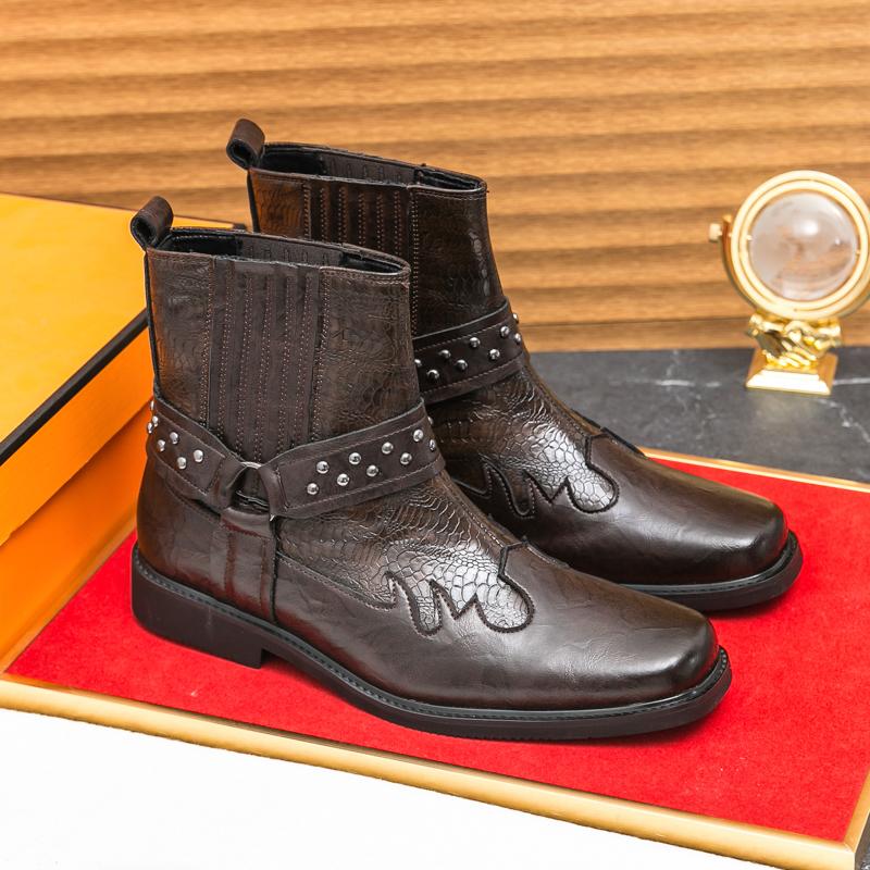 Fashion Size 38-46 Retro Men Ankle Boots Men Comfortable Fashion Cowboy Boots European Outdoor Waterproof Training Brand Boots Men