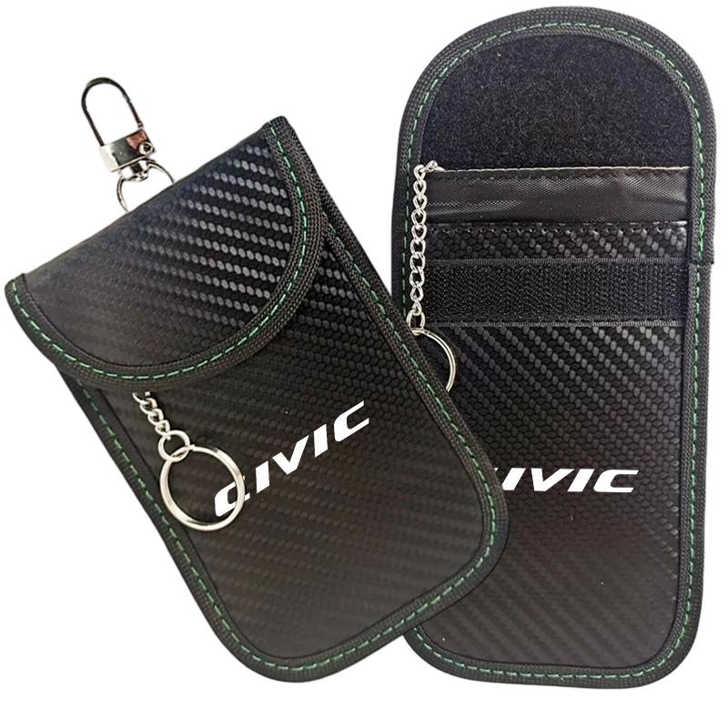 ARD1 Carbon Fiber Car Key Case Signal Blocker Bag RFID Shielding Pockets For Honda Civic Accord CR-V Fit Jazz Odyssey Vezel Pilot HRV