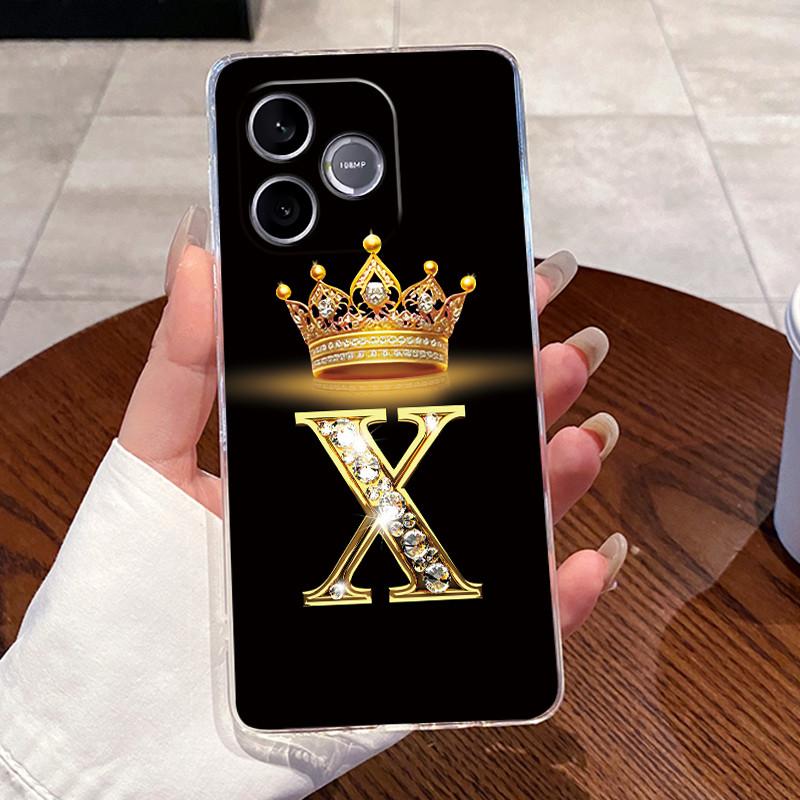 Shockproof Phone Case For Honor 600 Lite 5G/500 Smart 5G Transparent TPU Soft Casing Exclusive Lucky Letter Crown Couple Shell