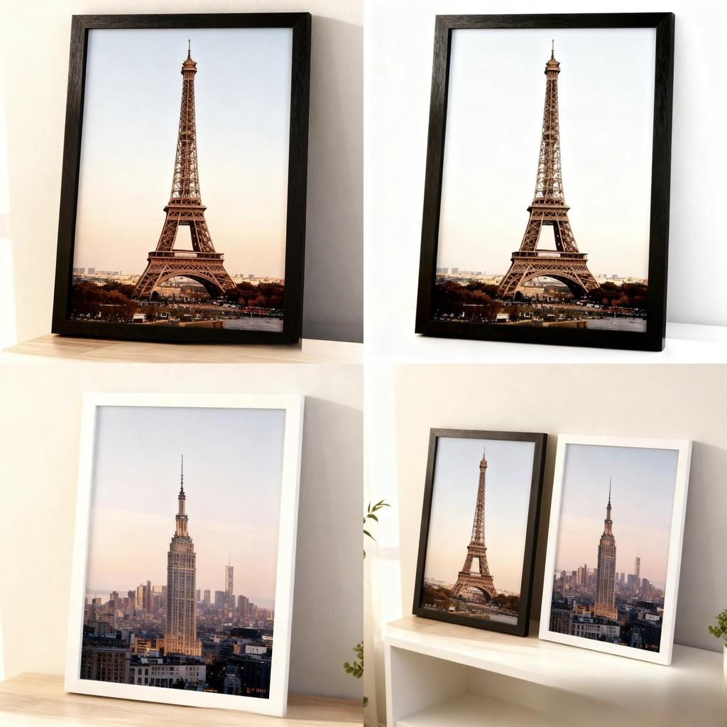 Moderner minimalistischer Fotorahmen mit handgefertigter Holzoberfläche für Wohnzimmerwanddeko