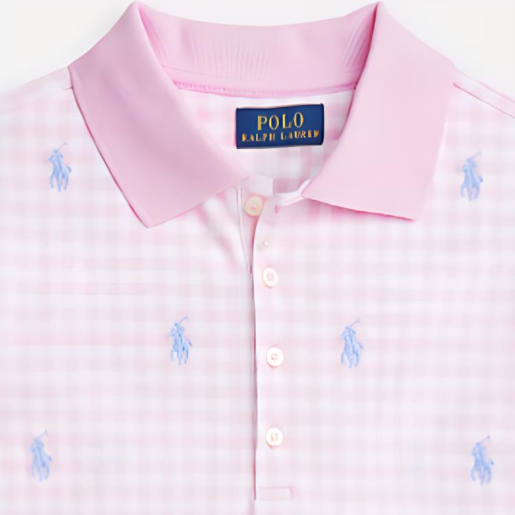 Polo Ralph Lauren SS24 Logo Embroidered Plaid Straight Cut Split Short Sleeve Dress Kids dresses Light-Pink CWPODRSG3D20826-650