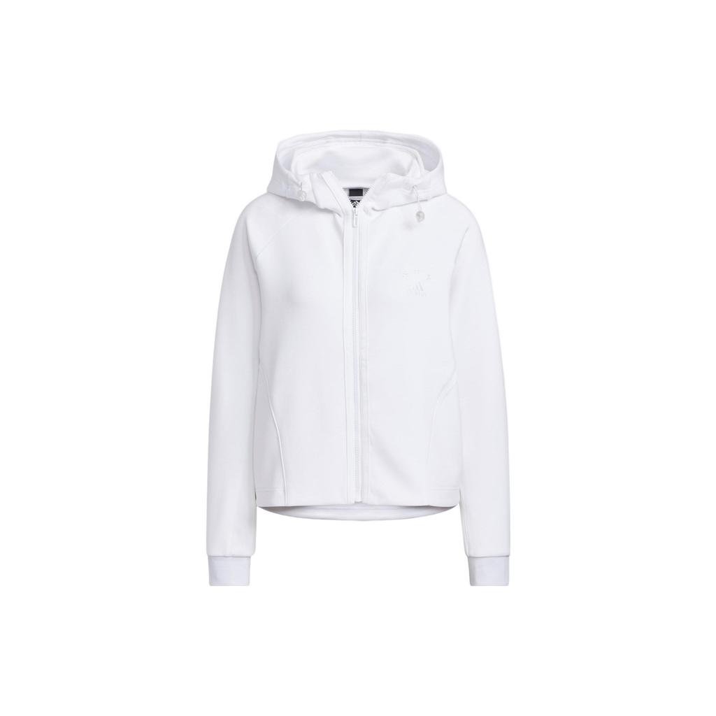 Adidas Solid Color Sports Hooded Jacket Women Outerwear White HY2820