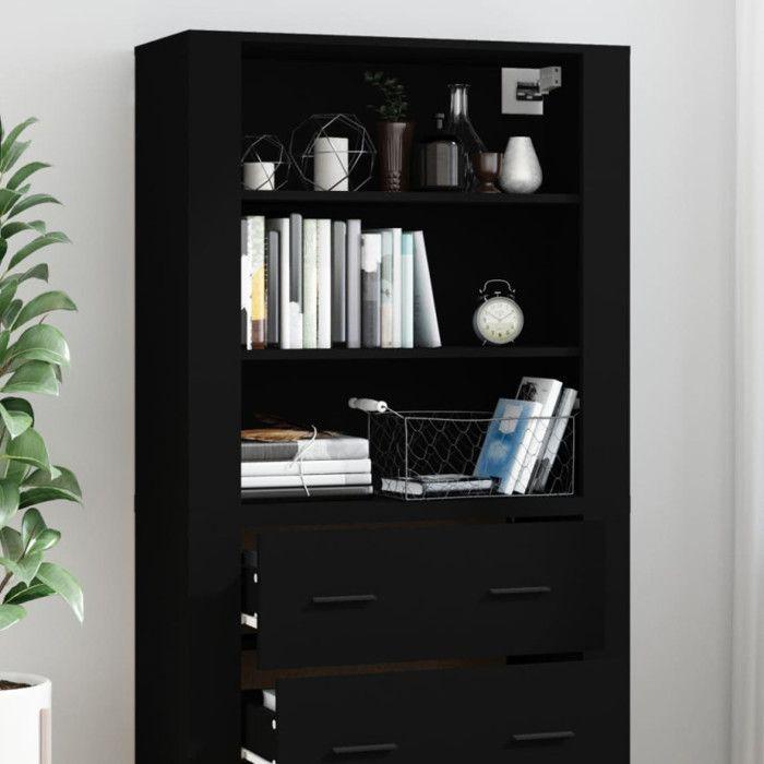 VidaXL Buffet haut Noir Bois d'ingénierie 3185392