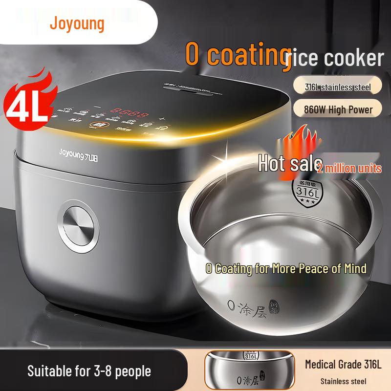 Joyoung 4L 316L Stainless Steel 0-Coating Smart Rice Cooker CN plug (adapter included)
