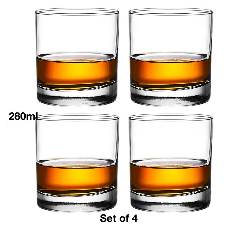 4PCS Fashion Whiskey Glasses, Scotch Whisky, Bourbon, Cocktails, RUM, Durable Whiskey Glasses