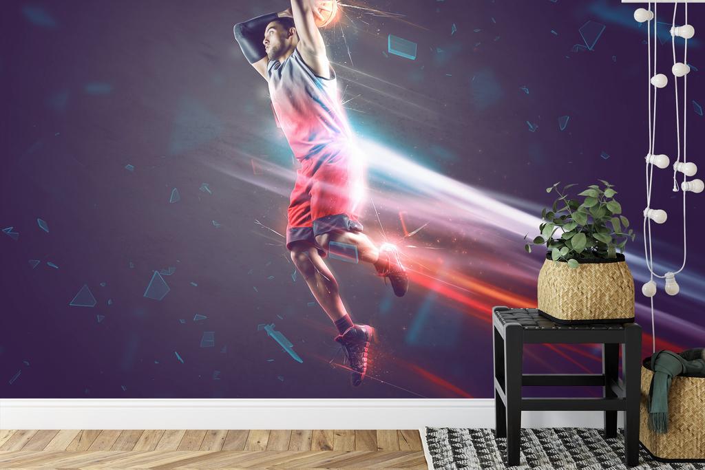 Photomural Basketball Player's Load Washable Fleece 416x290