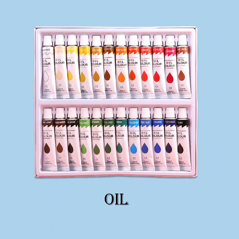 Acrylic Oil Watercolor Gouache Paint Pigment Set 12ML Drawing Supplies for Students and Beginners