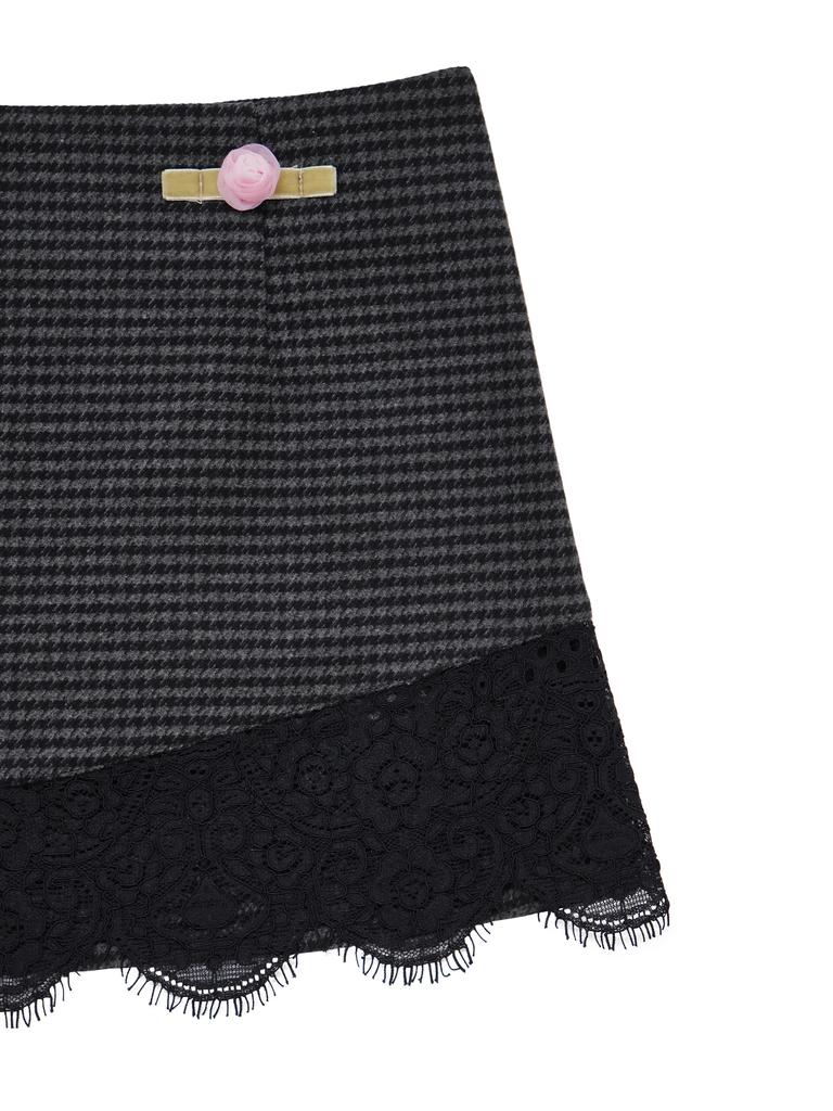 Hety Mini Houndstooth Rose Skirt (Gray)