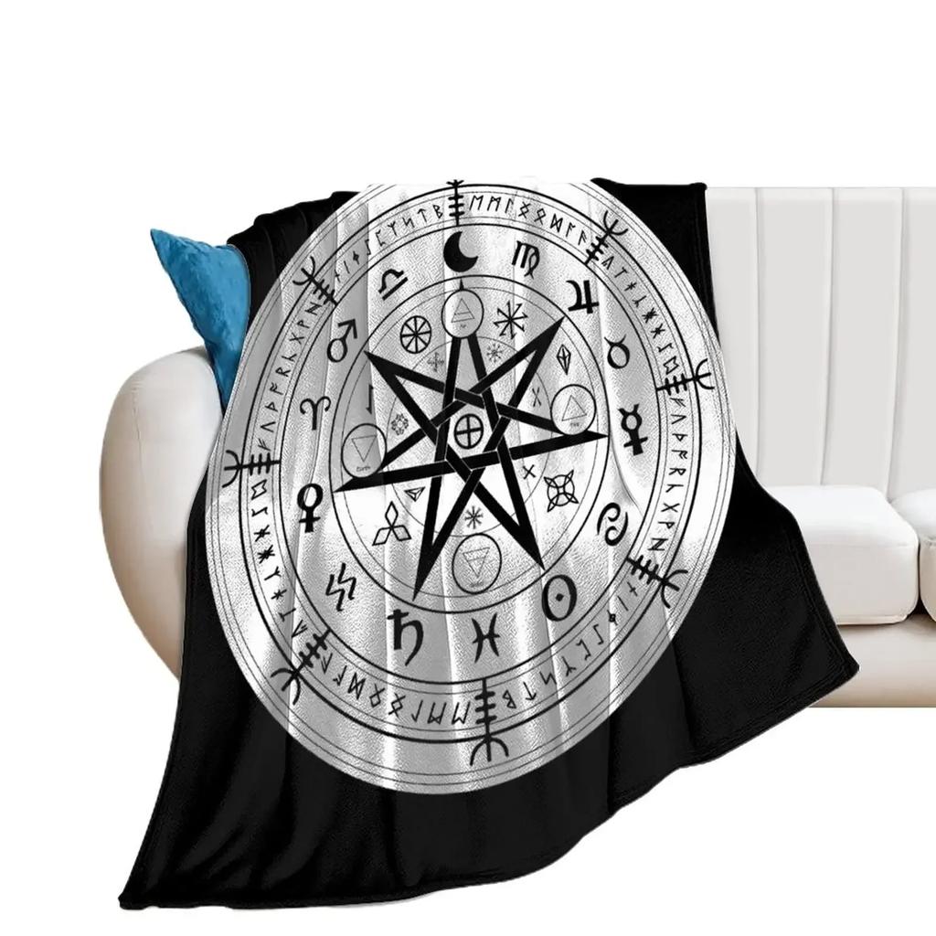 Satanische Wicca-Symbole Ziegen-Decke, Weiche Gemütliche Plüsch- Flanell-Überwurfdecke für Männer Frauen Erwachsene Luxuriöse Warme Decke Heimdekoration