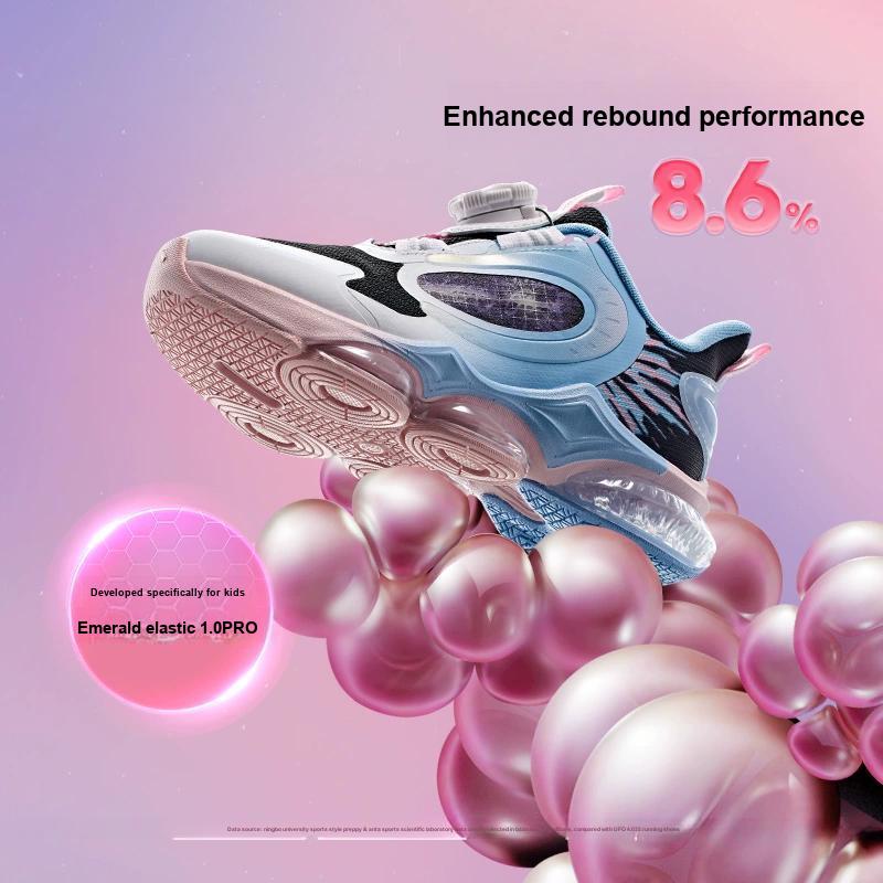 Anta Kids UFO 6.0 Body Measurement Test Non-Slip Wear-Resistant Breathable Low-Top Running Shoes Kids Sneakers Black White Blue 322439901-4