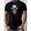 European Sizes Men'S Navy Blue Graphic T-Shirt - Skull with Headphones Design, Soft Stretch Knit Fabric, Regular Fit Casual Everyday & Formal Wear Tee