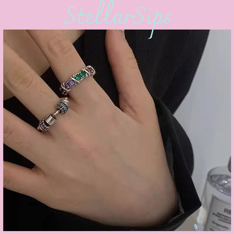 Unique Style Vintage Adjustable Rainbow Zircon Ring For Women Fashion Jewelry