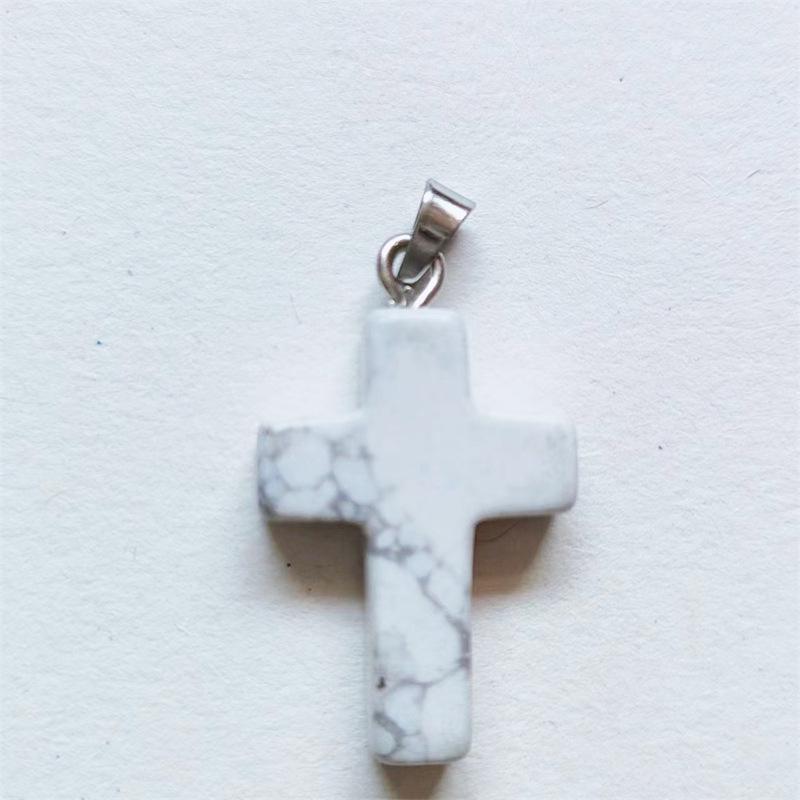 Amethyst Stone Cross Pendant Necklace - European & American Fashion Accessory