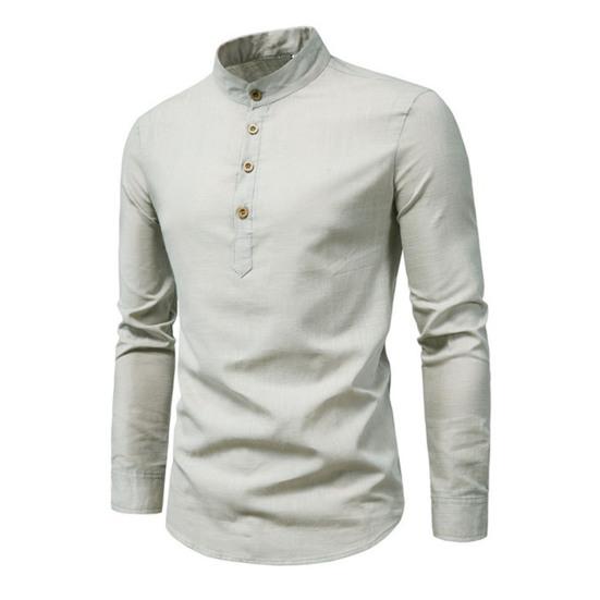 

Мужская деловая рубашка Slim Fit с воротником-стойкой Легкие дышащие стильные мужские рубашки с длинным рукавом M серый