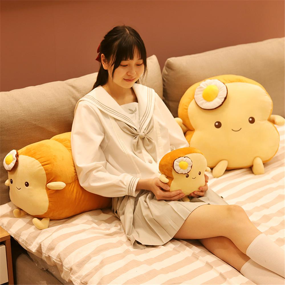 Cuscino Peluche Creativo Uovo Fritto su Toast: Cuscino a Forma di Striscia Lunga per Abbracciare per Ragazze