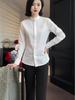 2026 Spring Women's Stand Collar White Shirt - Elegant, High-End Chinese Style Top